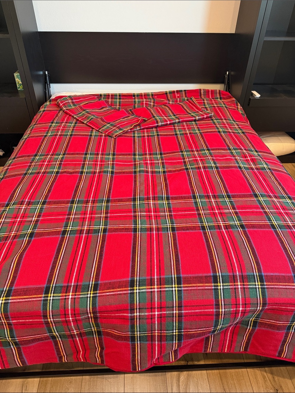 Pottery Barn Stewart Plaid Cotton Duvet,l Full Queen- Red Multi with Shams
